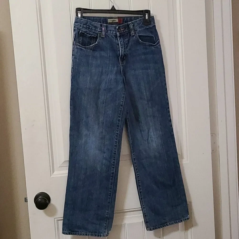 Old Navy Boys 12 Straight Leg Jeans Adjustable Waist Medium Wash Denim Everyday